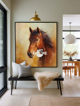 Modern Abstract Horse Painting Brown Tones Original Art For Living Room And Office Decor