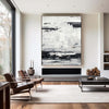 Large Black And White Beach Canvas Wall Art Abstract Ocean Painting