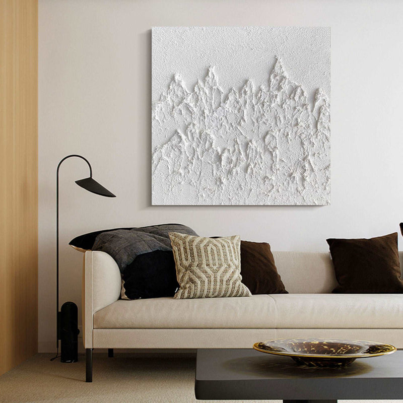 Plaster Canvas Art White Canvas Paitning Textured White Painting Minimalist Abstract Painting
