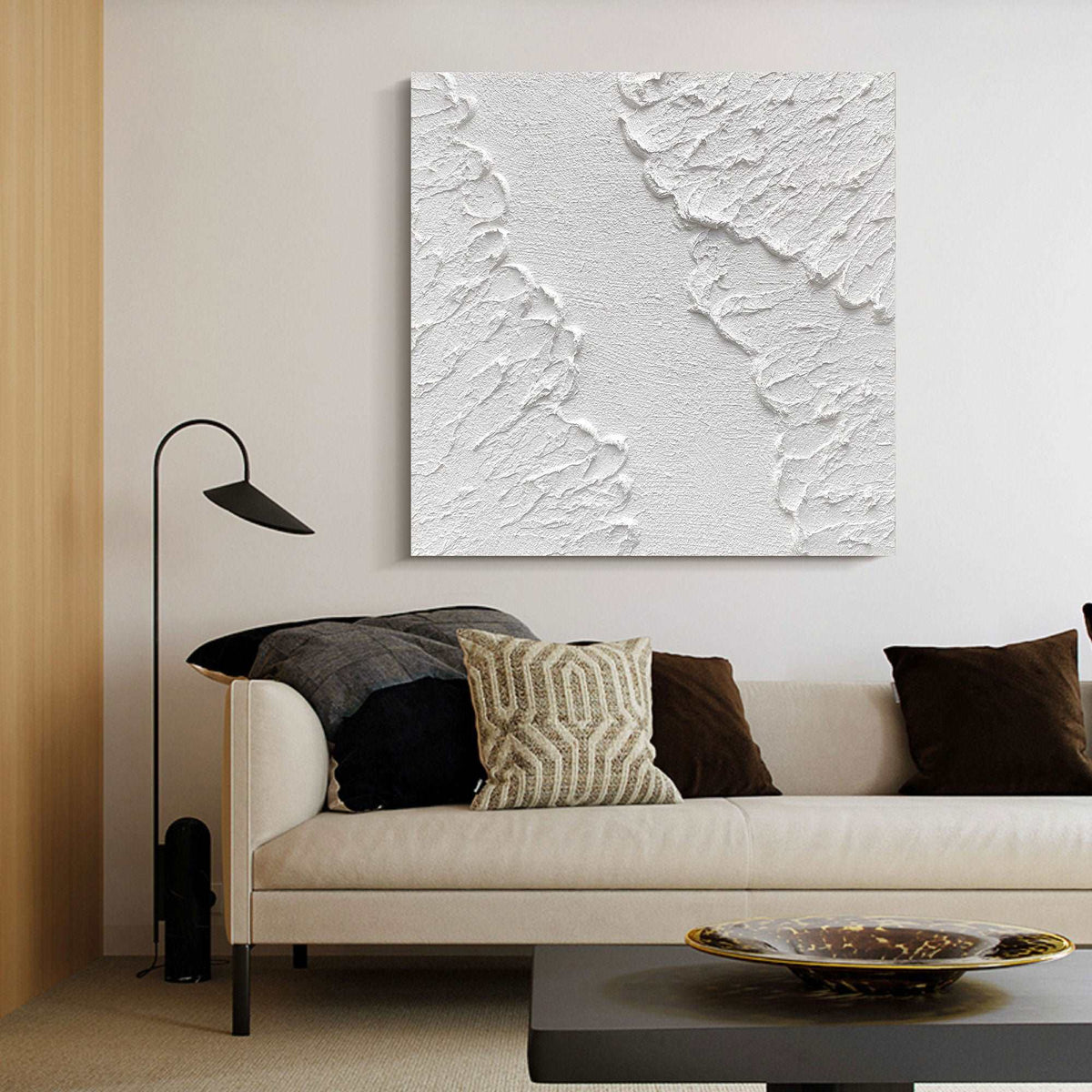Abstract Plaster Art Canvas Plaster Painting White Minimalist Abstract Painting