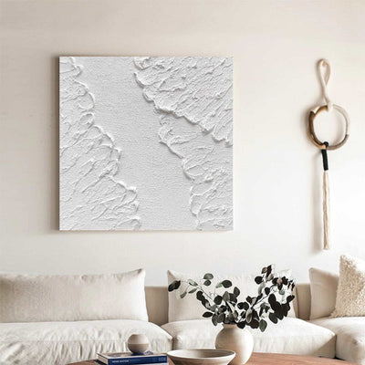 Abstract Plaster Art Canvas Plaster Painting White Minimalist Abstract Painting