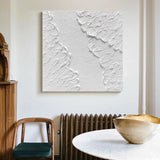 3D White Abstract Plaster Art Canvas Plaster Painting White Minimalist ...