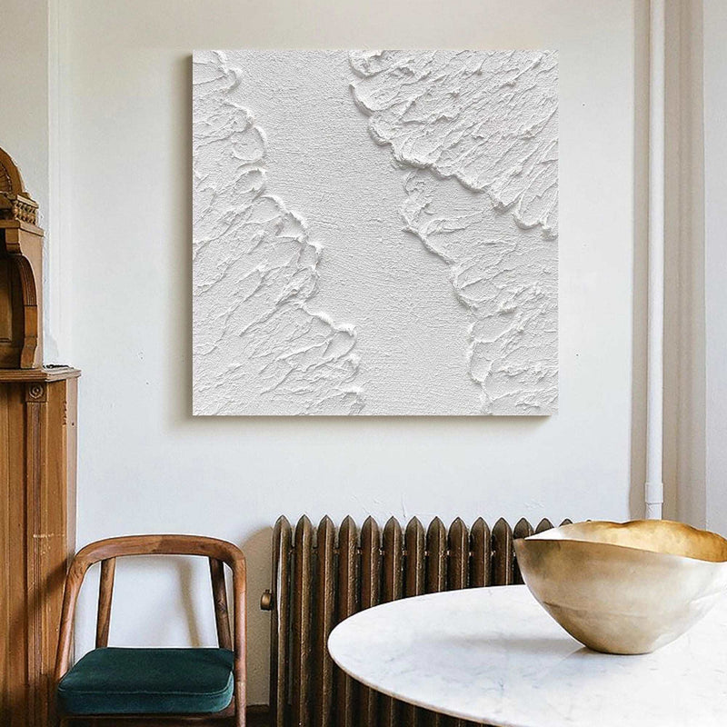 Abstract Plaster Art Canvas Plaster Painting White Minimalist Abstract Painting