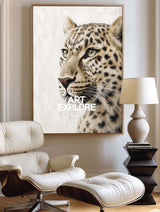 Modern Leopard Portrait Painting With Abstract Textures For Contemporary Living Room Decor