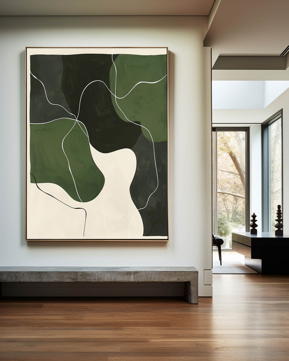 Green And White Wall Art Green Textured Canvas Painting Large Green Minimalist Wall Art For Sale