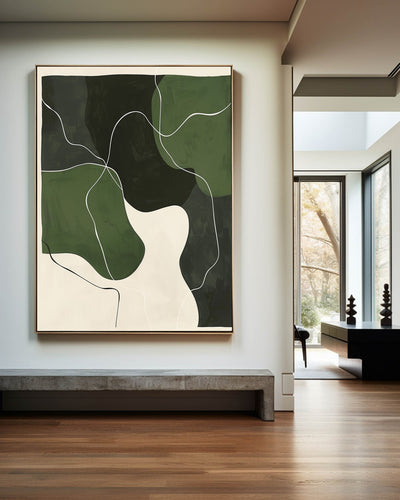 Green And White Wall Art Green Textured Canvas Painting Large Green Minimalist Wall Art For Sale