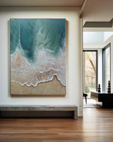 Large Blue Seascape Wall Art Contemporary Blue Coastal Canvas Art Ocean Wave Painting