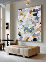 Modern Abstract Painting With Colorful Mosaic Texture For Contemporary Living Spaces