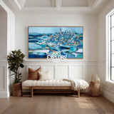 Original Coastal Seascape Painting With Impressionist Style For Modern Living Room Decor