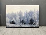 Snow Covered Pine Trees Canvas Wall Art Winter White Snowscape Canvas Art Large Acrylic Painting