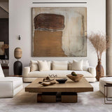 Brown And Beige Abstract Painting Minimalist Art Large Horizontal Canvas Paintings For Sale