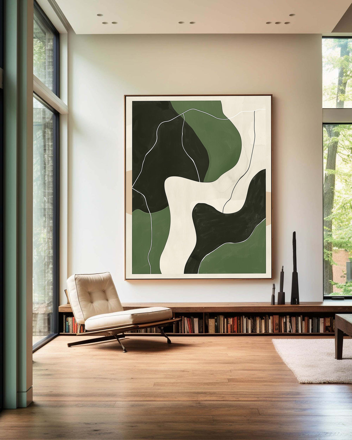 Green White Texture Geometric Wall Art Green Canvas Painting Large Green Minimalist Wall Decor 