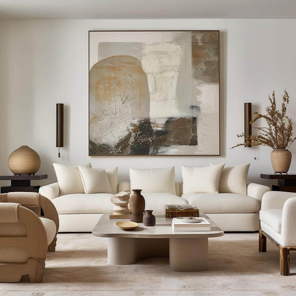 Brown and Beige Minimalist Abstract Art On Canvas Modern Painting Abstract Painting For livingroom