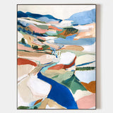 Handmade Textured Oil Painting Of Nature Scene In Beige And Terracotta Tones