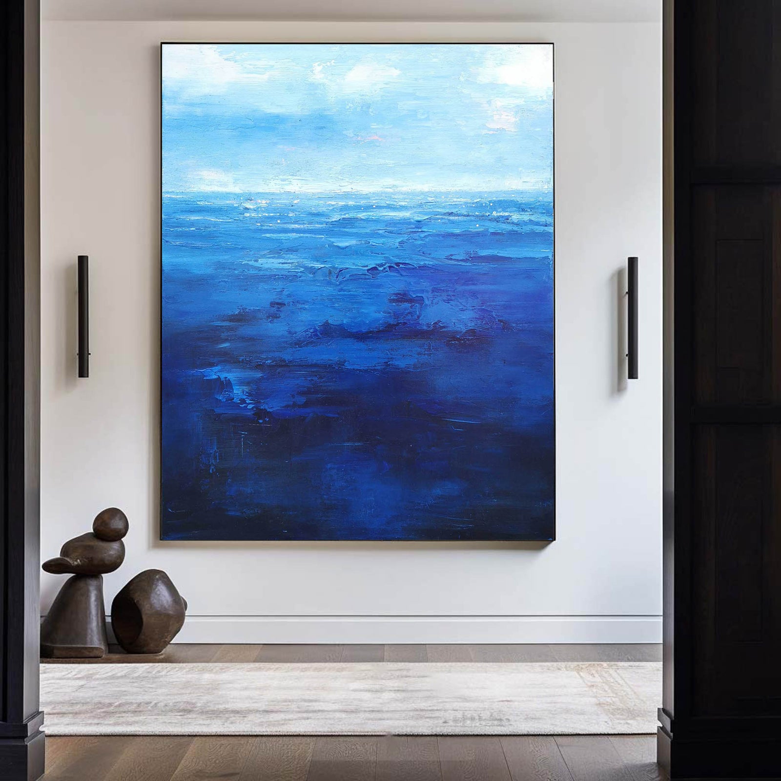 Blue Ocean Painting On Canvas Contemporary Ocean Art Impressionist