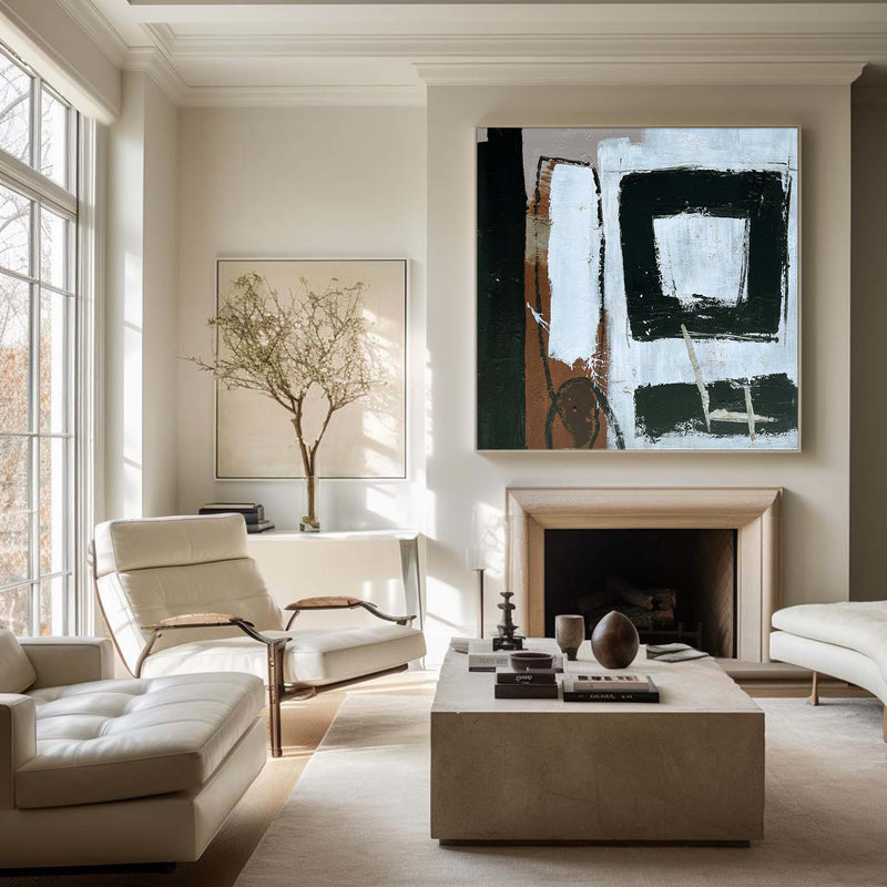 Modern Black And Brown Abstract Painting Oversized Canvas Artworks Acrylic Painting For Sale