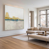 Square Gold Acrylic Painting Large Abstract landscape wall art 