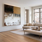 White and Brown Minimalist Abstract Art On Canvas Modern Painting Abstract Painting For livingroom