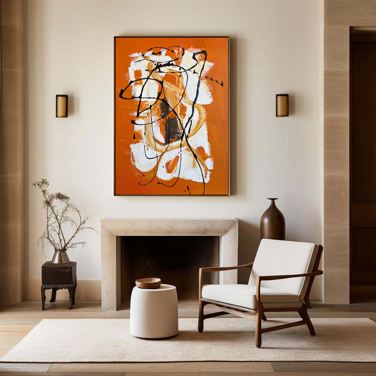 Orange Abstract Painting Oversized Abstract Canvas Art Abstract Interior Painting Modern Abstract Painting Large Canvas Art For Living Room
