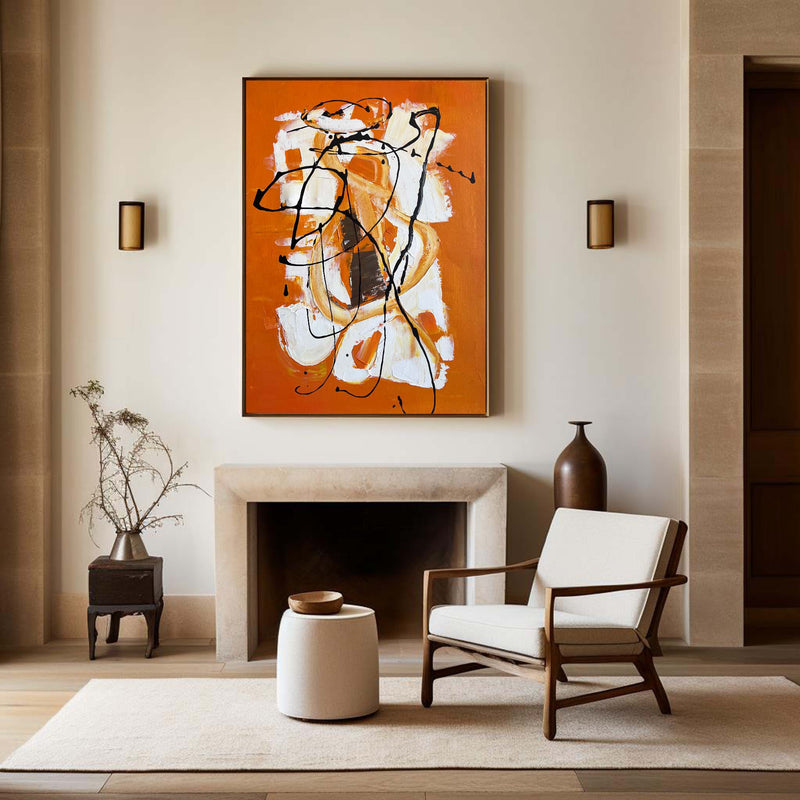 Orange Abstract Painting Oversized Abstract Canvas Art Abstract Interior Painting Modern Abstract Painting Large Canvas Art For Living Room