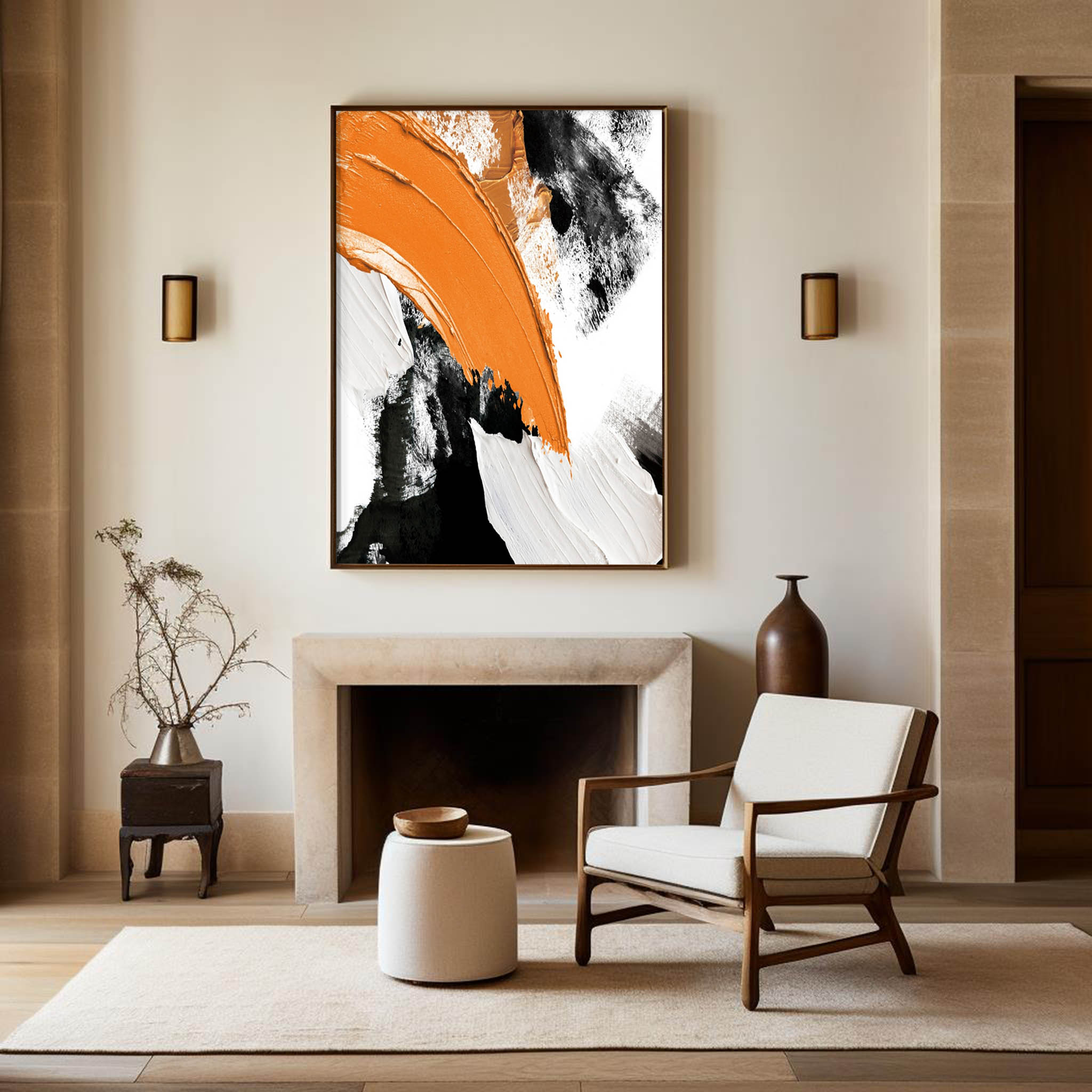 Modern Originial Large Rich Textured Yellow And Black Abstract Acrylic Painting For Livingroom 