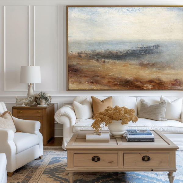 Modern Abstract Art Seascape Cnvans Wall Art Contemporary Large Abstract Coastal Painting