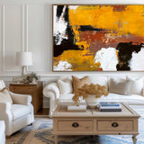 Original Textured Abstract Modern Painting On Canvas Orange White Black