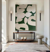 Wabi Sabi Wall Art Green Beige Textured Painting on Canvas Green Minimalist Wall Art For Sale