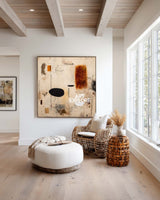 Modern Textured Abstract Painting In Beige And Earth Tones For Living Room Decor