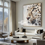 Abstract Leopard Painting In Neutral Tones For Modern Living Room Decor