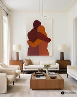 Modern Minimalist Lovers Painting, Lovers Large Oil Painting For Sale