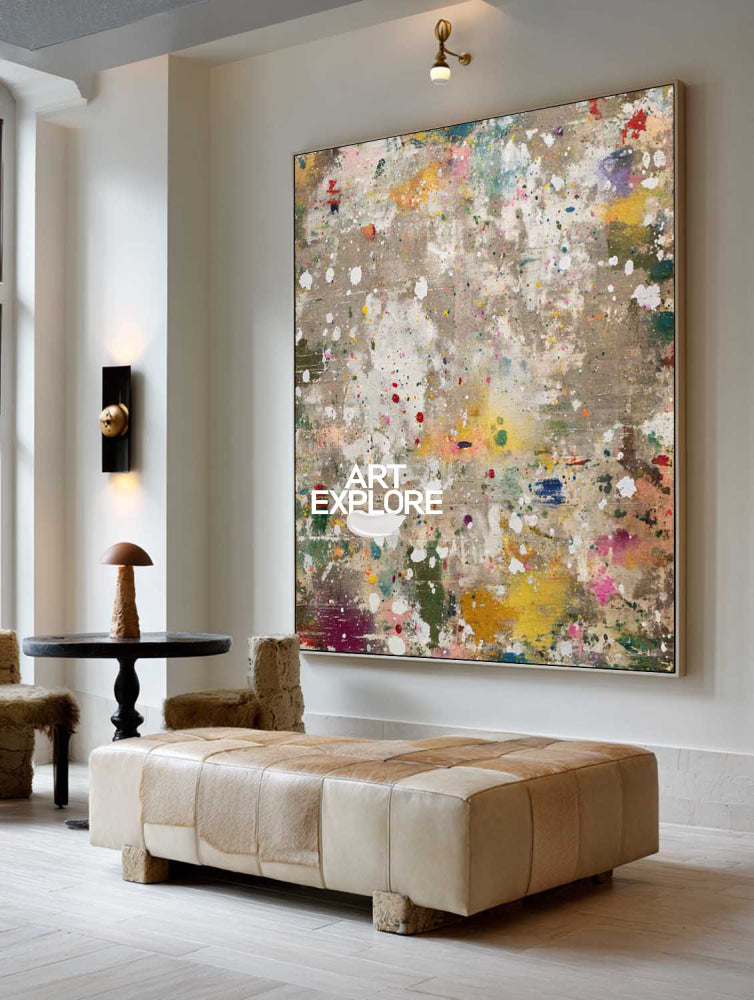 Modern Abstract Art With Textured Mosaic Effect For Living Room Decor