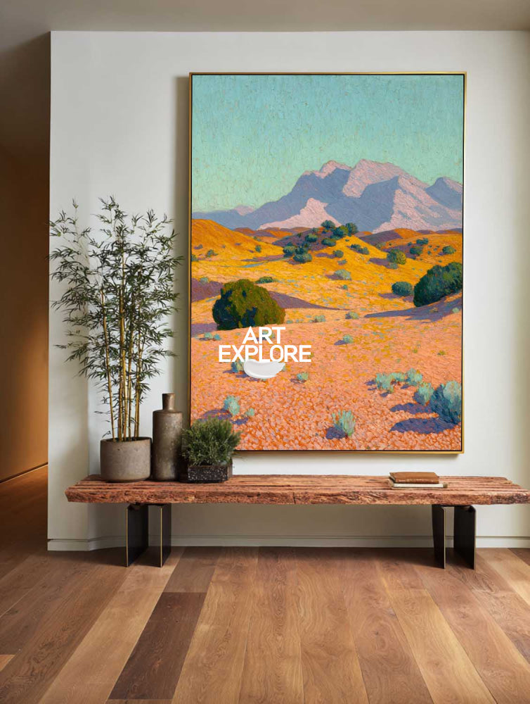 Textured Desert Mountain Painting For Modern Living Room Wall Decor