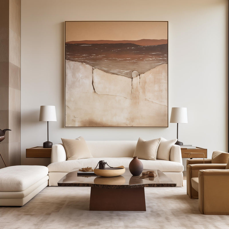 Brown and Beige Minimalist Abstract Art On Canvas Modern Painting Abstract Painting For livingroom