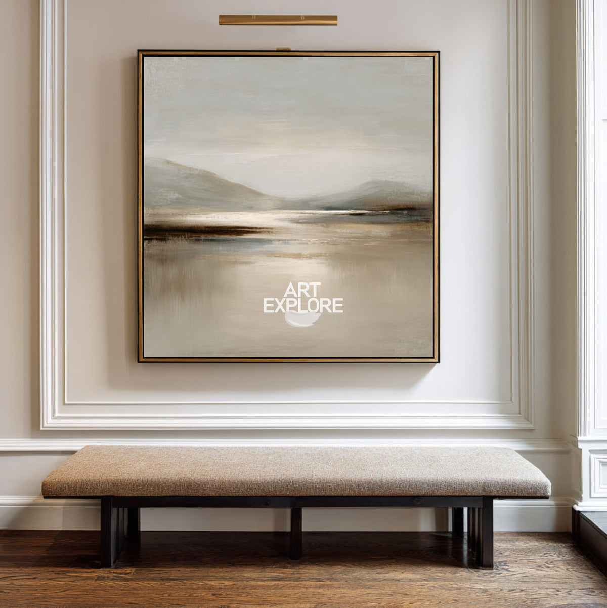 Abstract Beige Lake Scenery | Handmade Textured Landscape ArtExplore