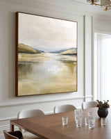 Abstract Beige Landscape Oil Painting, Modern Minimalist Decor – ArtExplore