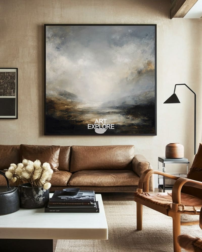 Abstract Black Cloud Landscape Art | Handmade Textured Canvas | ArtExplore