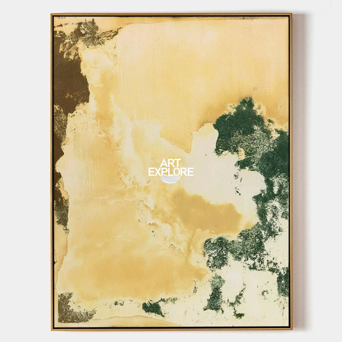 Abstract Gold And Green Canvas Painting Hand-Painted Original Art For Modern Home