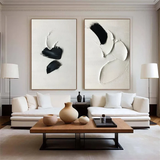Abstract Textured Canvas Pair – Large Minimalist Plaster Wall Decor | ArtExplore