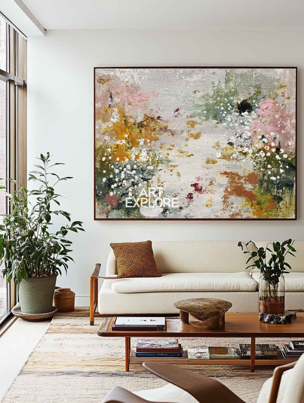 Aesthetic Balanced Large Colorful Abstract Textured Oil Canvas Art | ArtExplore