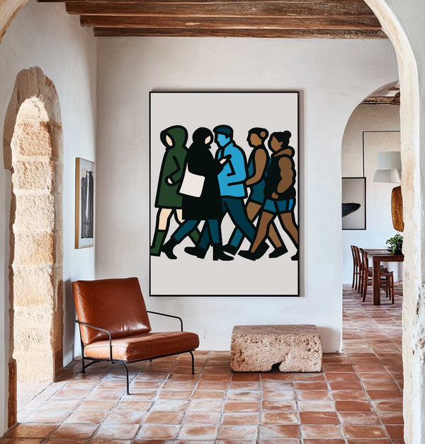 ArtExplore Handmade Urban People Canvas Art – Vertical Statement Piece for Modern Home or Apartment Wall Decor