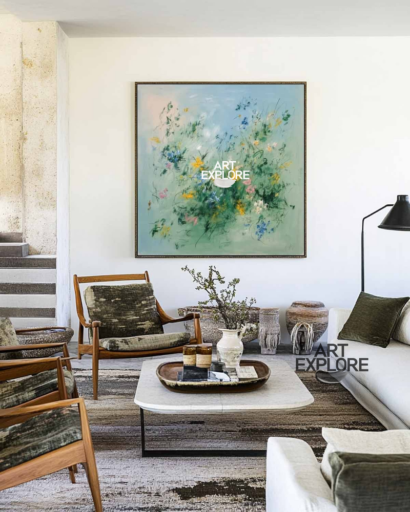 ArtExplore Large Handmade Abstract Landscape for Lounge Wall