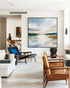 ArtExplore Large Handmade Abstract Painting – Serene Minimalist Scenery for Lounge, Bedroom, or Hallway