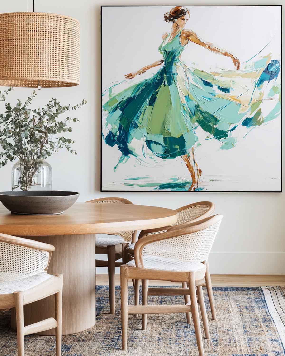 ArtExplore Modern Abstract Woman Dancing Wall Art – Large Textured Canvas Painting for Home Decor