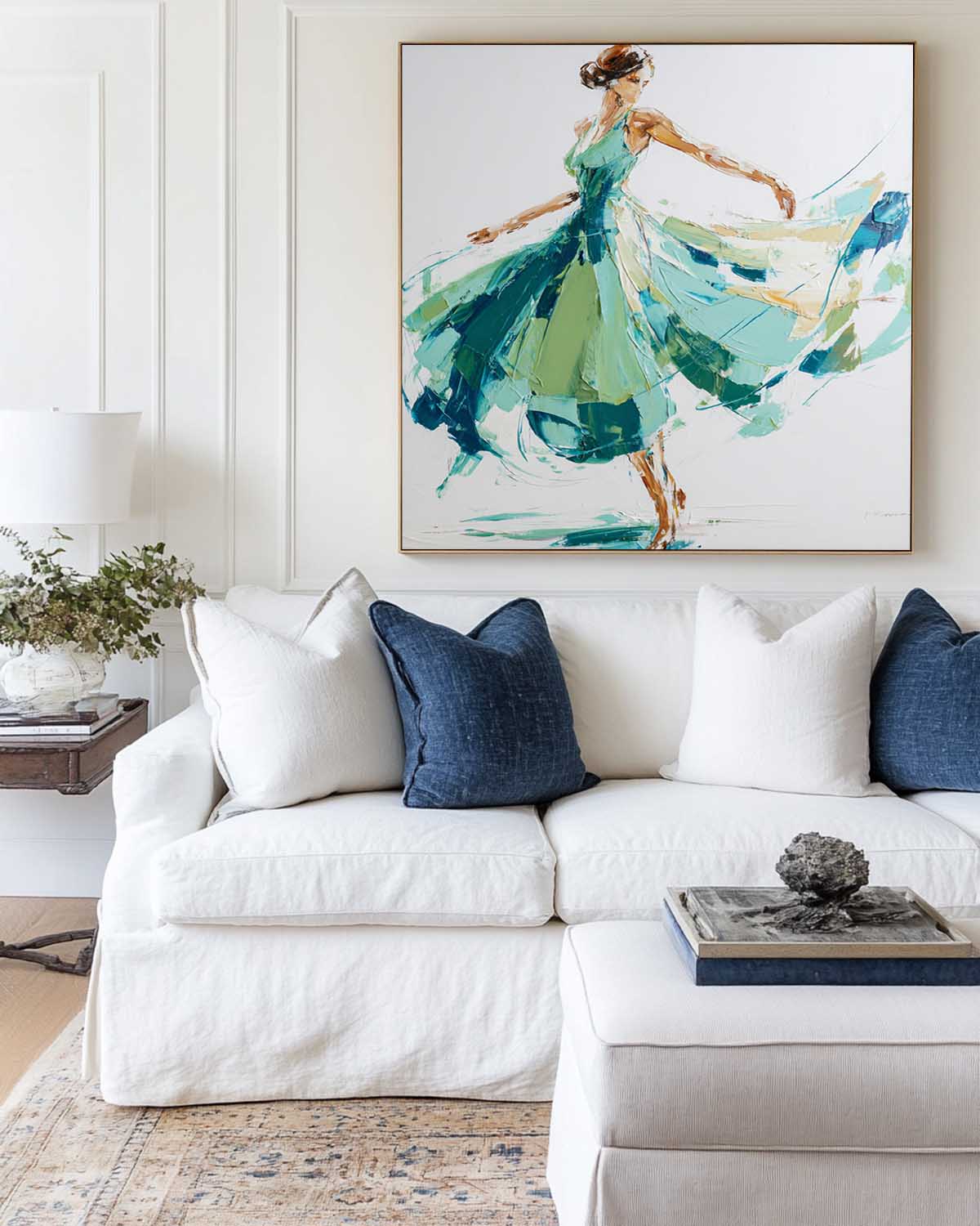 ArtExplore Modern Abstract Woman Dancing Wall Art – Large Textured Canvas Painting for Home Decor