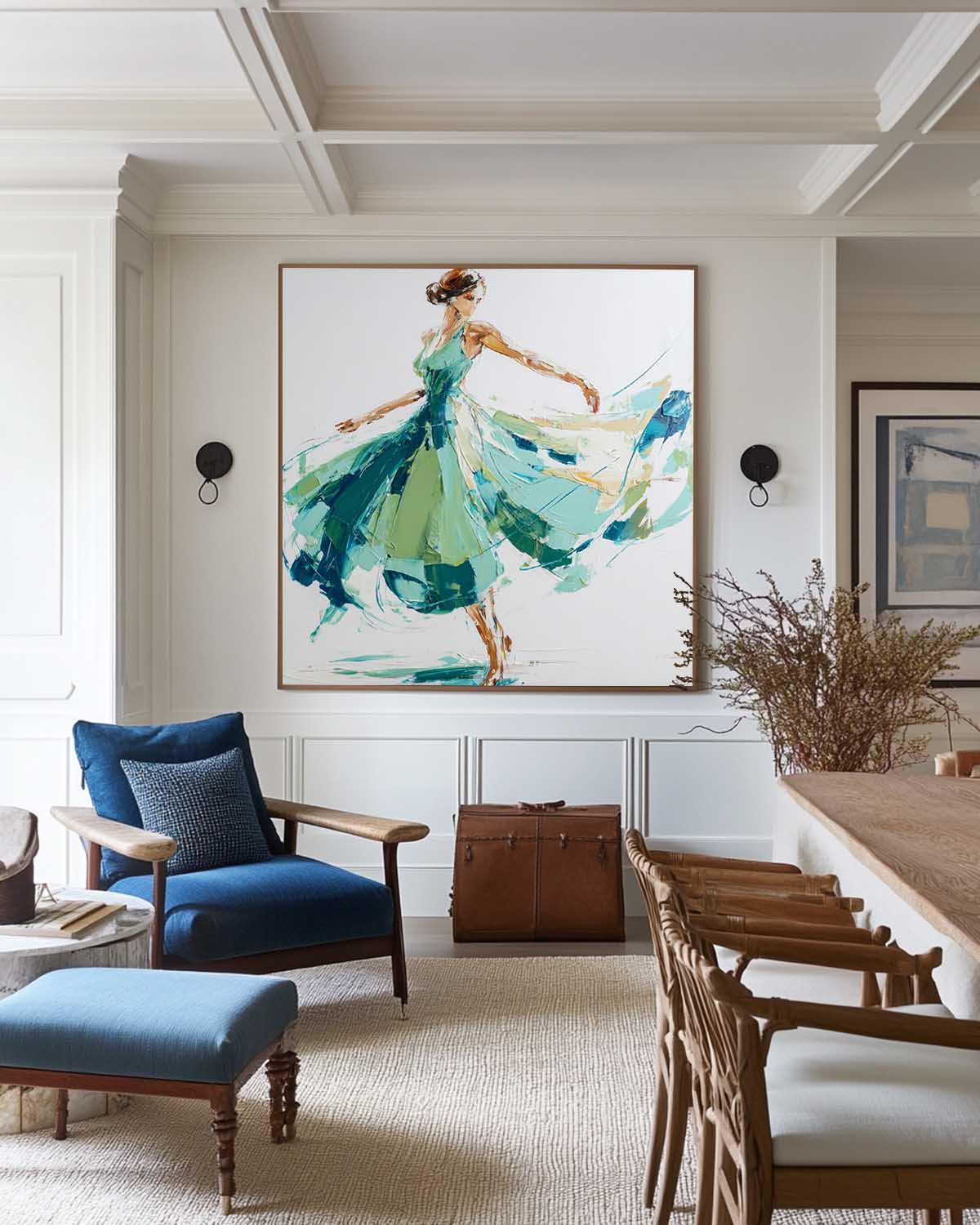 ArtExplore Modern Abstract Woman Dancing Wall Art – Large Textured Canvas Painting for Home Decor