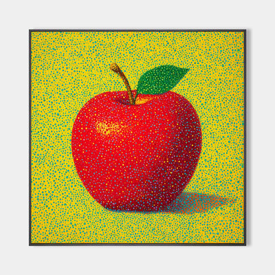 ArtExplore Modern Apple Painting – Bold Handmade Wall Art for Large Living Spaces, Vibrant Red and Yellow Pop Art