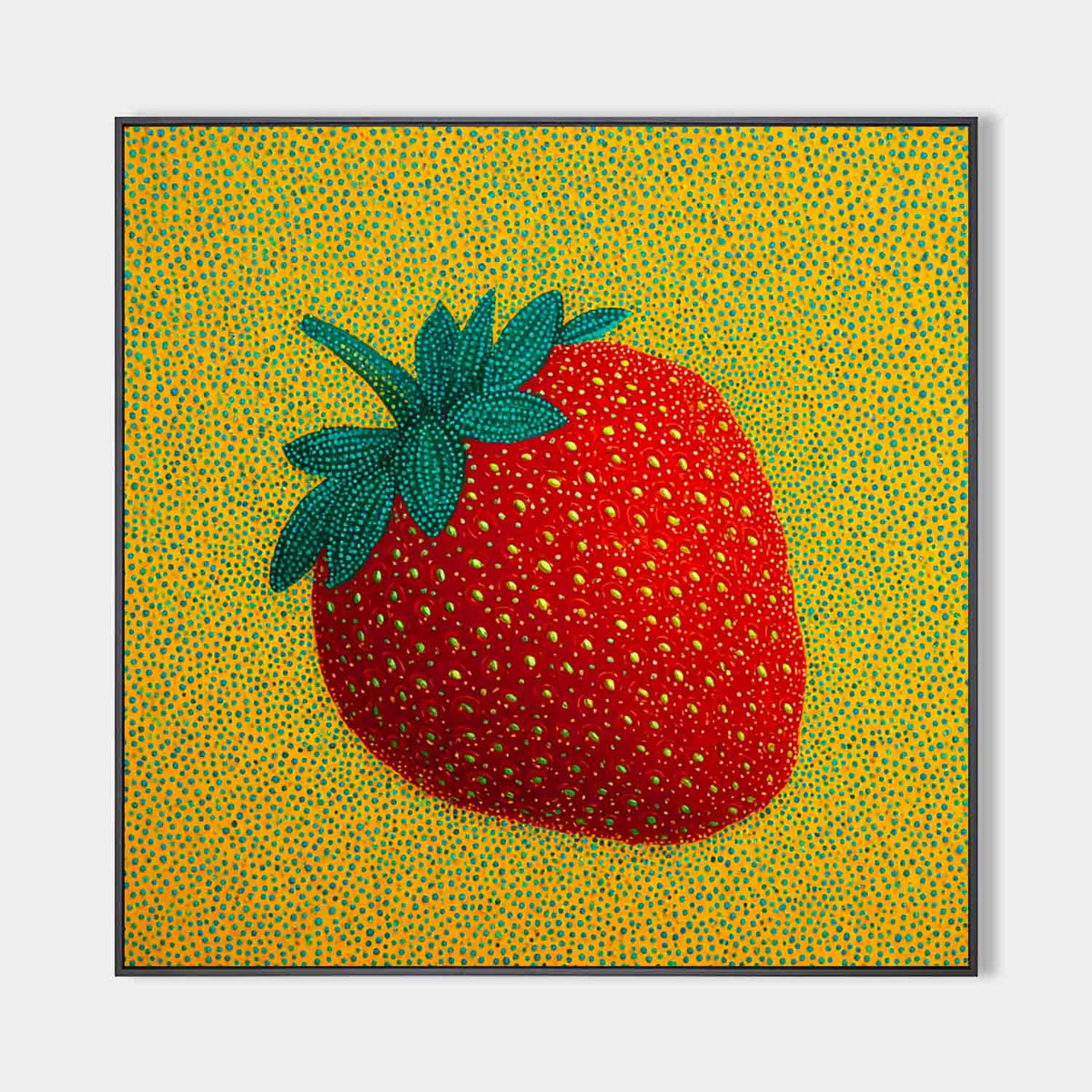 ArtExplore Modern Strawberry Painting – Large Handmade Pop Art Wall Decor for Bold and Colorful Home Interiors