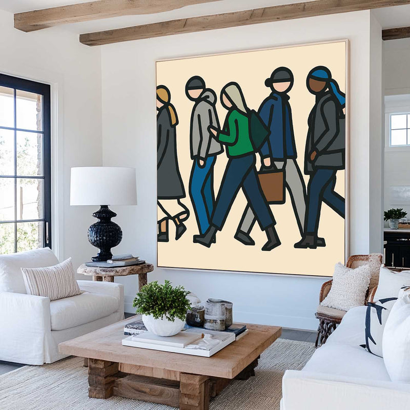 ArtExplore Original Urban Walkers Pop Art | Large Modern Textured Canvas for Hallway, Office, or Bedroom