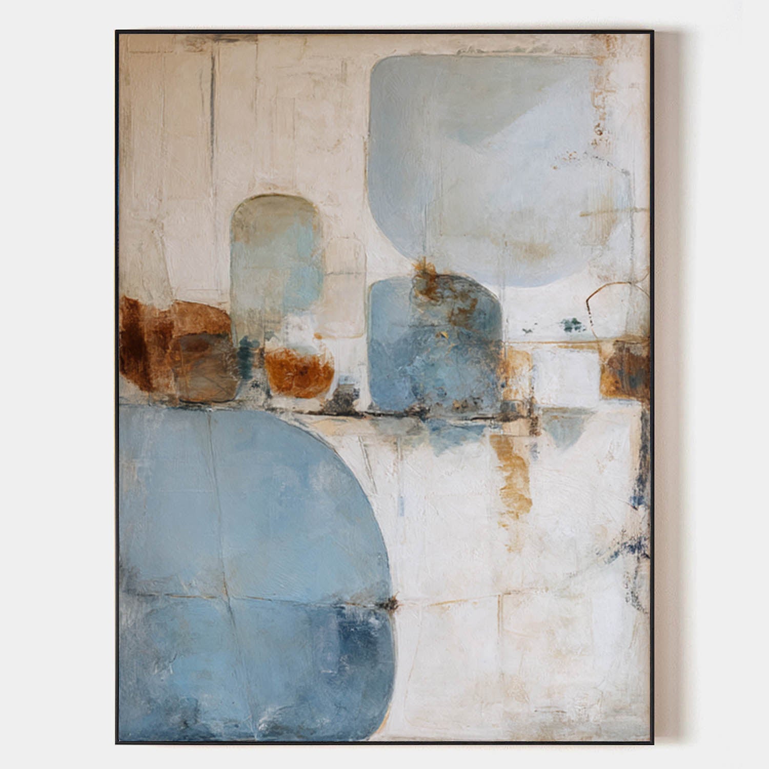ArtExplore Sky Blue Minimalist Textured Canvas – Modern Vertical Wall Decor for Living Room